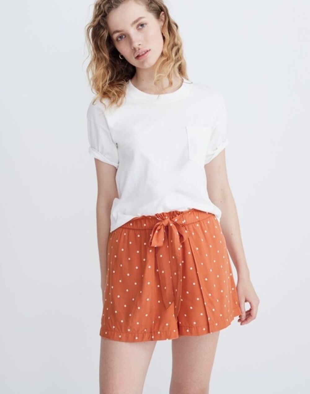 Madewell Drapey Pull-On Shorts in Polka Dot